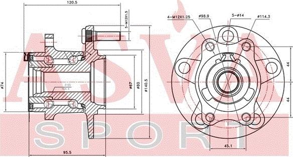 ASVA MTWH-GA2MR - Маточина колеса autocars.com.ua