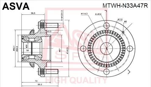 ASVA MTWH-N33A47R - Ступица колеса, поворотный кулак autodnr.net