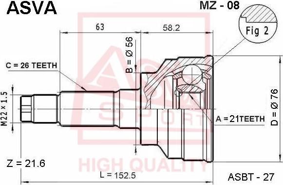 ASVA MZ-08 - Шарнирный комплект, ШРУС, приводной вал autodnr.net