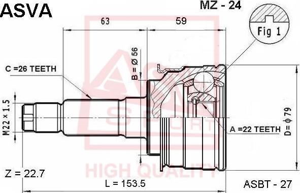 ASVA MZ-24 - Шарнирный комплект, ШРУС, приводной вал avtokuzovplus.com.ua