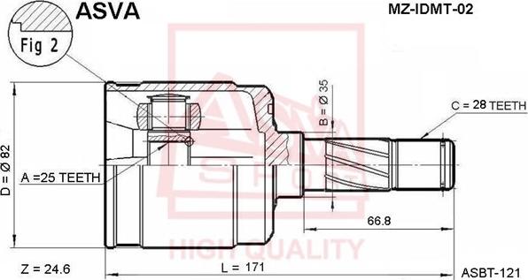 ASVA MZ-IDMT-02 - Шарнірний комплект, ШРУС, приводний вал autocars.com.ua