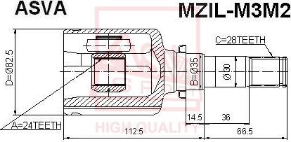 ASVA MZIL-M3M2 - Шарнирный комплект, ШРУС, приводной вал autodnr.net