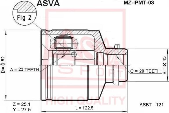 ASVA MZ-IPMT-03 - Шарнірний комплект, ШРУС, приводний вал autocars.com.ua