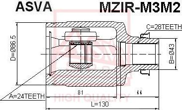 ASVA MZIR-M3M2 - Шарнирный комплект, ШРУС, приводной вал avtokuzovplus.com.ua