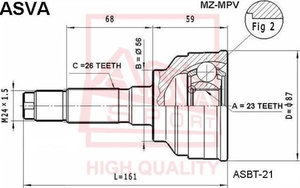 ASVA MZ-MPV - Шарнирный комплект, ШРУС, приводной вал avtokuzovplus.com.ua