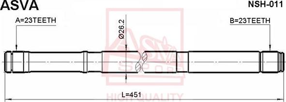 ASVA NSH-011 - Приводний вал autocars.com.ua