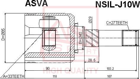 ASVA nsil-j10w - Шарнирный комплект, ШРУС, приводной вал autodnr.net