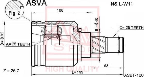 ASVA NSIL-W11 - Шарнірний комплект, ШРУС, приводний вал autocars.com.ua