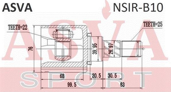 ASVA NSIR-B10 - Шарнірний комплект, ШРУС, приводний вал autocars.com.ua