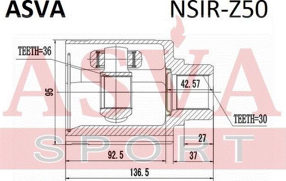 ASVA NSIR-Z50 - Шарнірний комплект, ШРУС, приводний вал autocars.com.ua