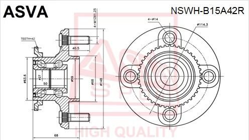 ASVA NSWH-B15A42R - Ступица колеса, поворотный кулак avtokuzovplus.com.ua