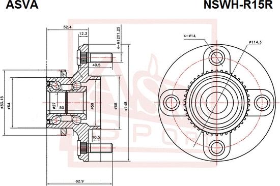 ASVA NSWH-B15R - Ступица колеса, поворотный кулак autodnr.net