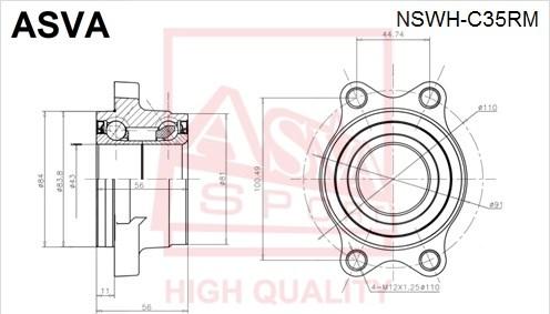 ASVA NSWH-C35RM - Ступица колеса, поворотный кулак avtokuzovplus.com.ua