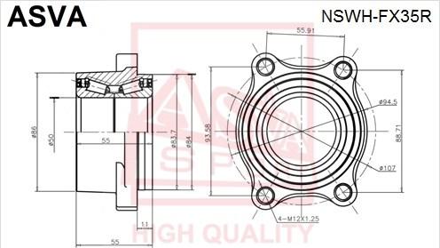 ASVA NSWH-FX35R - Ступица колеса, поворотный кулак avtokuzovplus.com.ua