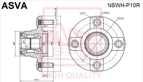 ASVA NSWH-P10R - Ступица колеса, поворотный кулак avtokuzovplus.com.ua