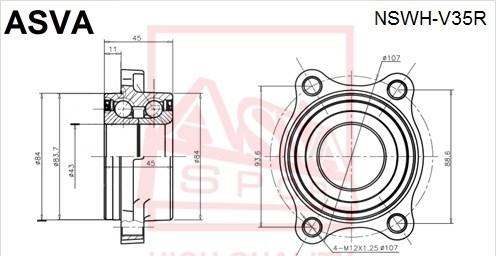 ASVA NSWH-V35R - Ступица колеса, поворотный кулак avtokuzovplus.com.ua