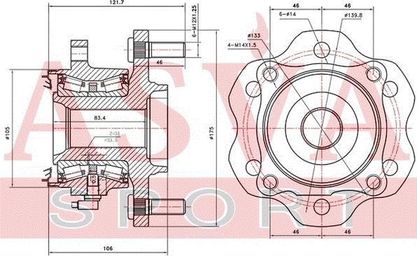 ASVA NSWH-Y62R - Ступица колеса, поворотный кулак avtokuzovplus.com.ua