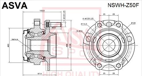 ASVA NSWH-Z50F - Маточина колеса autocars.com.ua