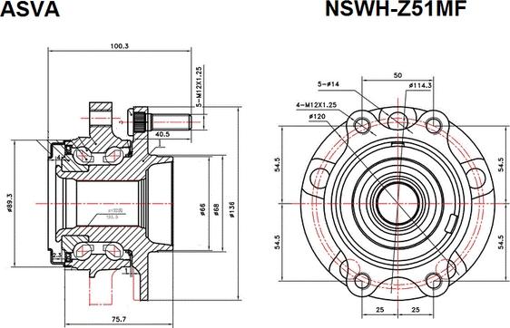 ASVA NSWH-Z51MF - Ступица колеса, поворотный кулак autodnr.net