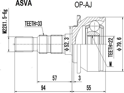 ASVA OP-AJ - Шарнирный комплект, ШРУС, приводной вал avtokuzovplus.com.ua