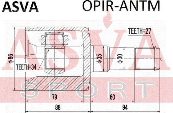 ASVA OPIR-ANTM - Шарнірний комплект, ШРУС, приводний вал autocars.com.ua