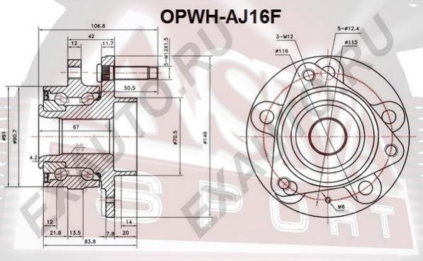 ASVA OPWH-AJ16F - Ступица колеса, поворотный кулак avtokuzovplus.com.ua