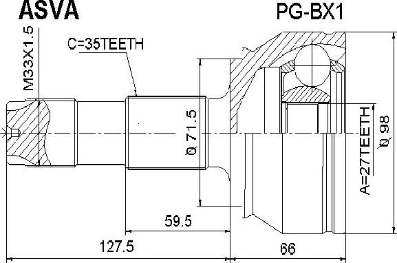 ASVA PG-BX1 - Шарнирный комплект, ШРУС, приводной вал autodnr.net