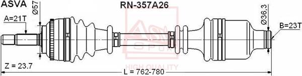 ASVA RN-357A26 - Приводний вал autocars.com.ua