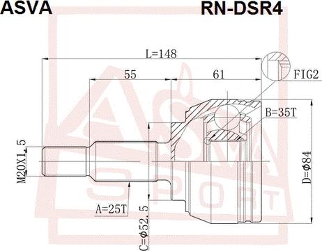 ASVA RN-DSR4 - Шарнирный комплект, ШРУС, приводной вал avtokuzovplus.com.ua