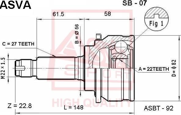 ASVA SB-07 - Шарнирный комплект, ШРУС, приводной вал autodnr.net