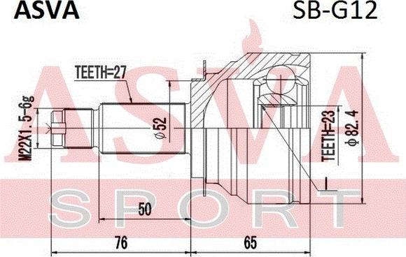 ASVA SB-G12 - Шарнірний комплект, ШРУС, приводний вал autocars.com.ua