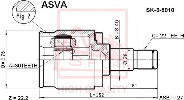 ASVA SK-3-5010 - Шарнирный комплект, ШРУС, приводной вал autodnr.net