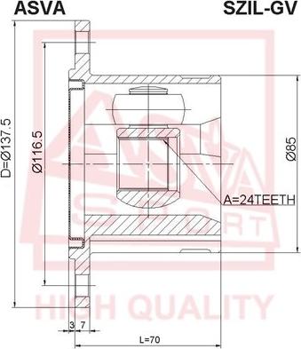 ASVA SZIL-GV - Шарнірний комплект, ШРУС, приводний вал autocars.com.ua