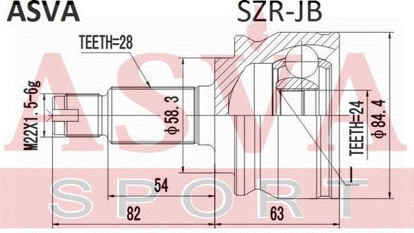 ASVA SZR-JB - Шарнірний комплект, ШРУС, приводний вал autocars.com.ua