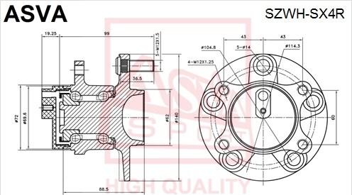 ASVA SZWH-SX4R - Маточина колеса autocars.com.ua