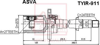 ASVA TYIR-911 - Шарнирный комплект, ШРУС, приводной вал avtokuzovplus.com.ua