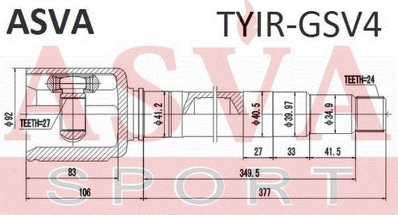 ASVA TYIR-GSV4 - Шарнирный комплект, ШРУС, приводной вал avtokuzovplus.com.ua