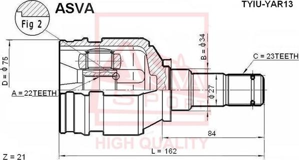 ASVA TYIU-YAR13 - Шарнірний комплект, ШРУС, приводний вал autocars.com.ua