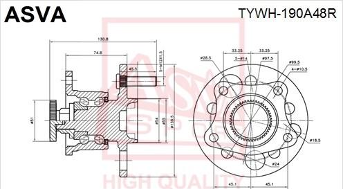 ASVA TYWH-190A48R - Маточина колеса autocars.com.ua