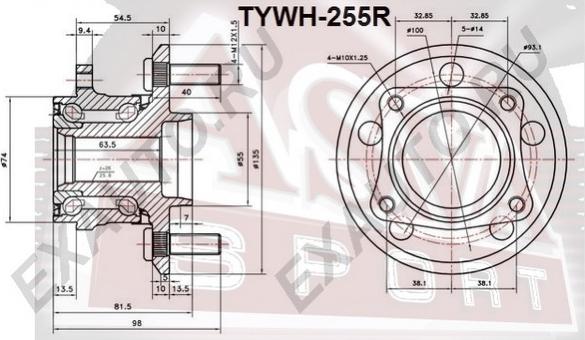 ASVA TYWH-255R - Ступица колеса, поворотный кулак avtokuzovplus.com.ua