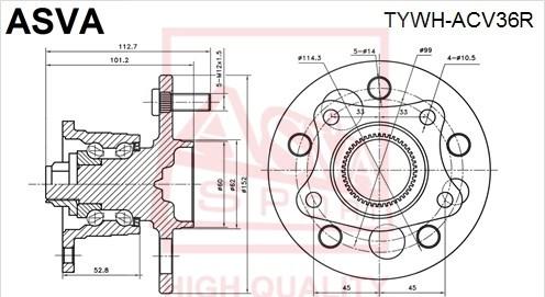 ASVA TYWH-ACV36R - Ступица колеса, поворотный кулак avtokuzovplus.com.ua