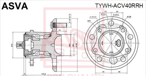 ASVA TYWH-ACV40RRH - Ступица колеса, поворотный кулак avtokuzovplus.com.ua