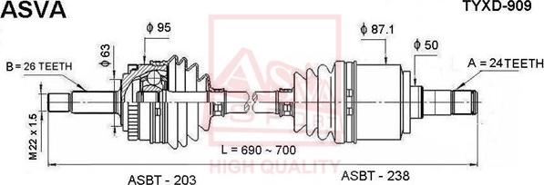 ASVA TYXD-909 - Приводной вал autodnr.net