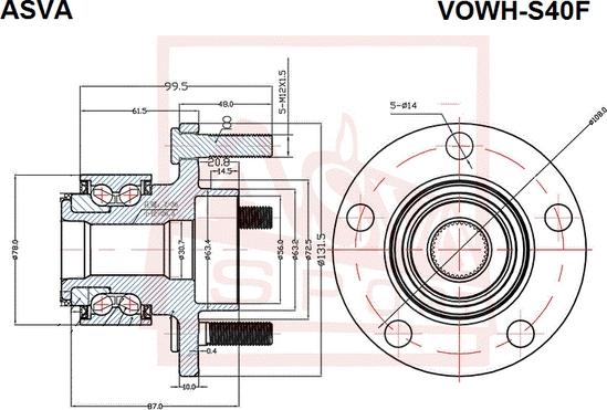 ASVA VOWH-S40F - Ступица колеса, поворотный кулак autodnr.net