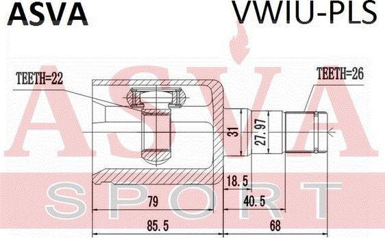 ASVA VWIU-PLS - Шарнірний комплект, ШРУС, приводний вал autocars.com.ua