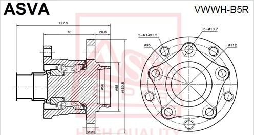 ASVA VWWH-B5R - Ступица колеса, поворотный кулак avtokuzovplus.com.ua