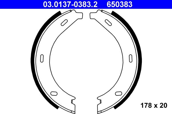 ATE 03.0137-0383.2 - Комплект гальм, ручник, парковка autocars.com.ua