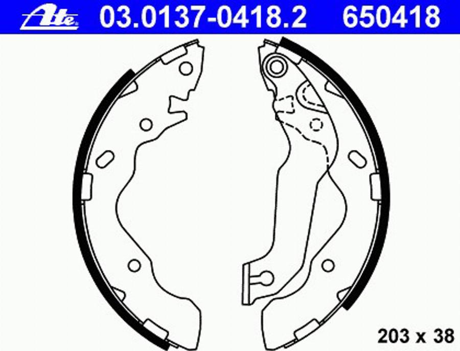 ATE 03.0137-0418.2 - Комплект тормозных колодок, барабанные avtokuzovplus.com.ua