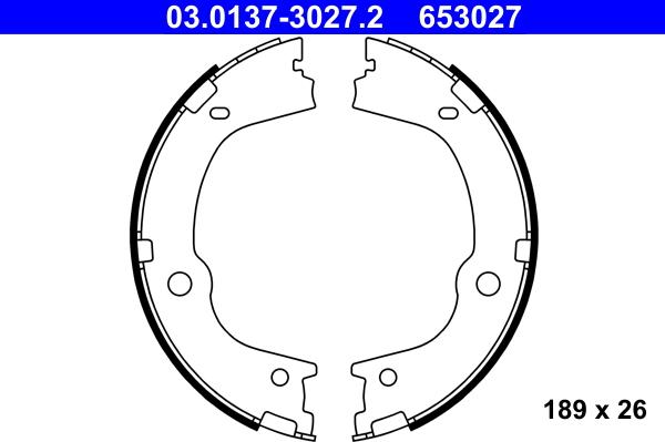 ATE 03.0137-3027.2 - Комплект гальм, ручник, парковка autocars.com.ua