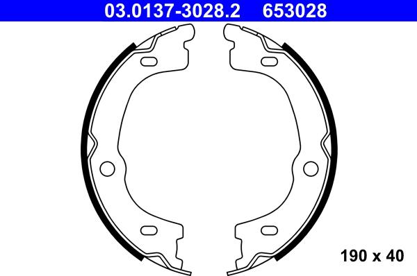 ATE 03.0137-3028.2 - Комплект гальм, ручник, парковка autocars.com.ua